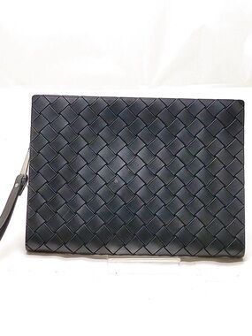 Bottega Veneta  Leather Wristlet Clutch Bag. Black